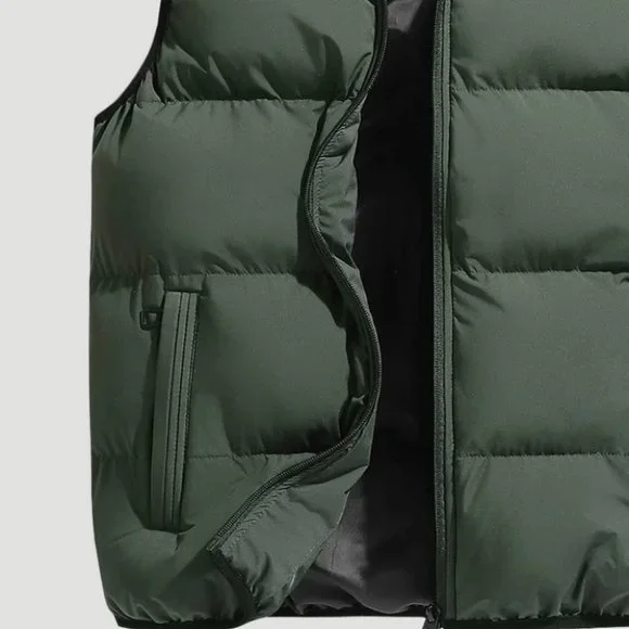 Army Green Mens Puffer Vest - Picture 4 of 4